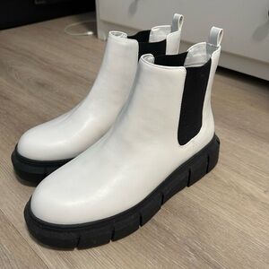 White and black BP ankle boots